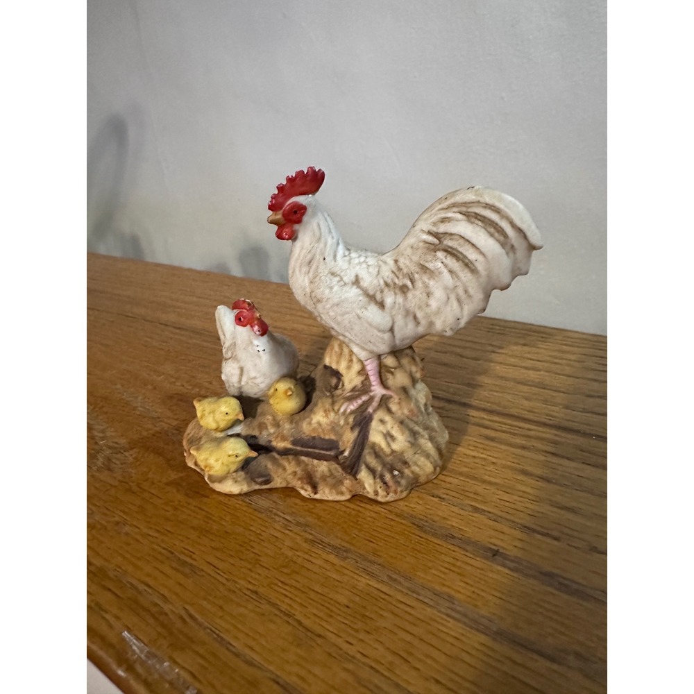Vintage Homco Porcelain Rooster‎ Hen and Chicks Figurine 1459 Farmhouse Decor